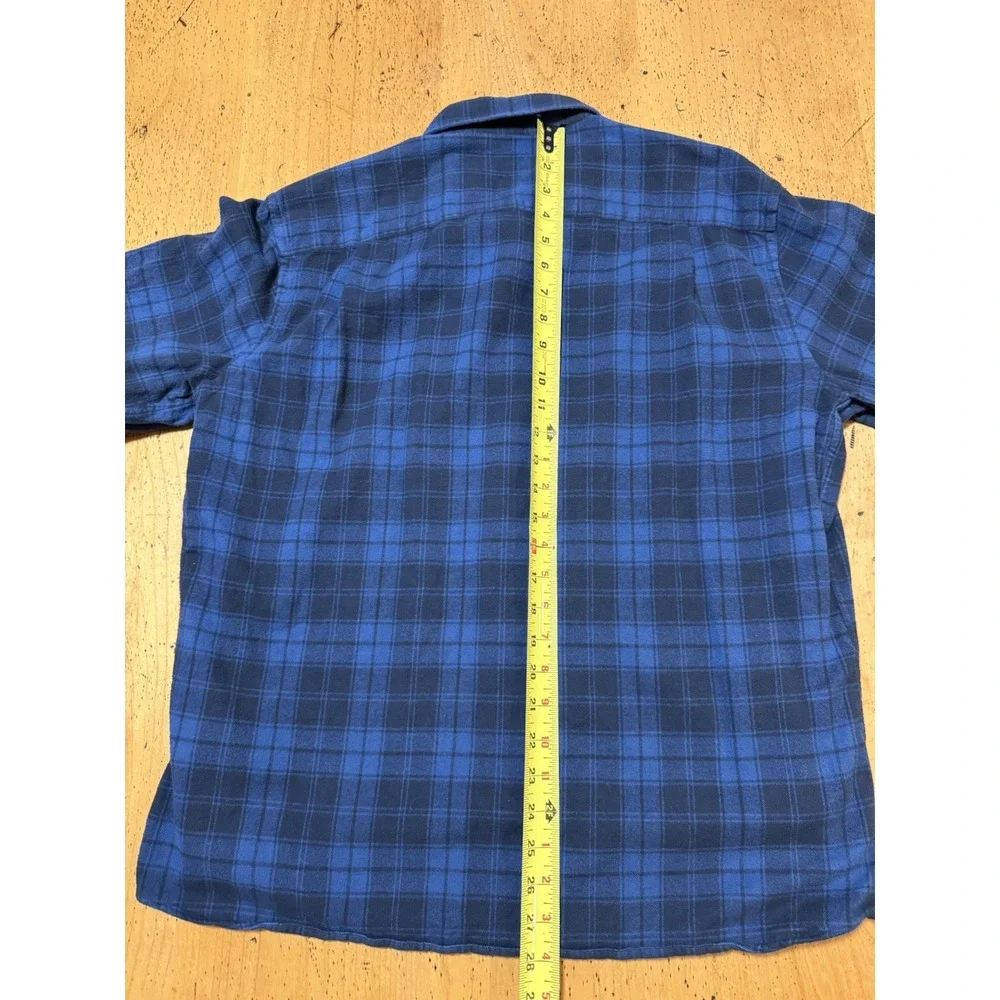 Peter Millar Crown Crafted Mens Japanese Flannel Plaid Button Shirt Size XL Blue